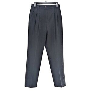 Sag Harbor Vintage Black 100% Wool Lined Ultra High Rise Pleated Pants Size 10